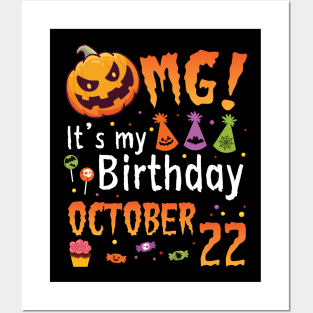 Happy To Me You Grandpa Nana Dad Mommy Son Daughter OMG It's My Birthday On October 22 Posters and Art